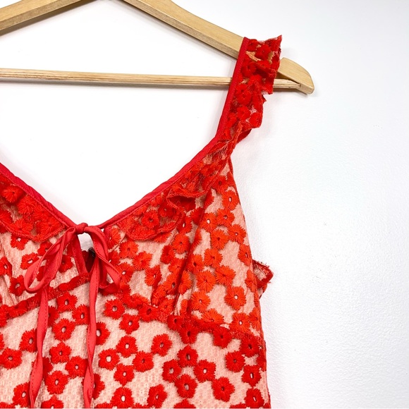 NWOT Lulus Embroidered Coral Floral Midi Dress - Picture 8 of 15